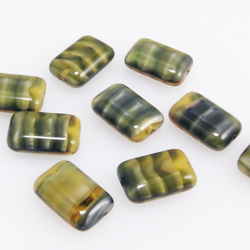 9 Perlen 12x8mm Glasperlen Rechtecke honigfarben Beads zum Auffädeln -1678
