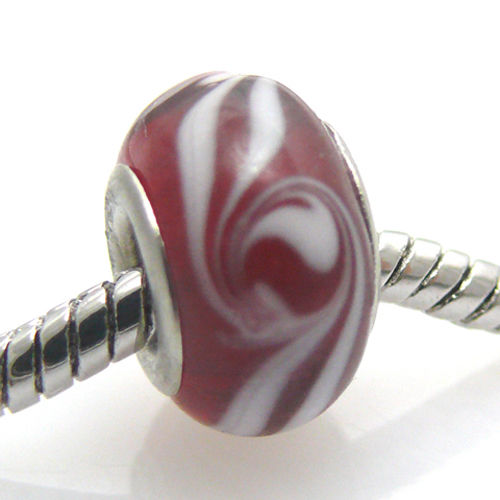 Großlochperlen Glasbead rot 14mm Glasperle Sammelperlen Beads -631