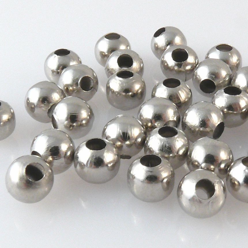 35 Metallperlen Kugeln 6mm rund silberfarben Metallkugeln zum Basteln -704