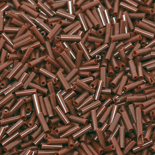 550 Rocailles-Stifte 7mm Röhrchen braun opak Glasperlen Tube Rocaillesperlen