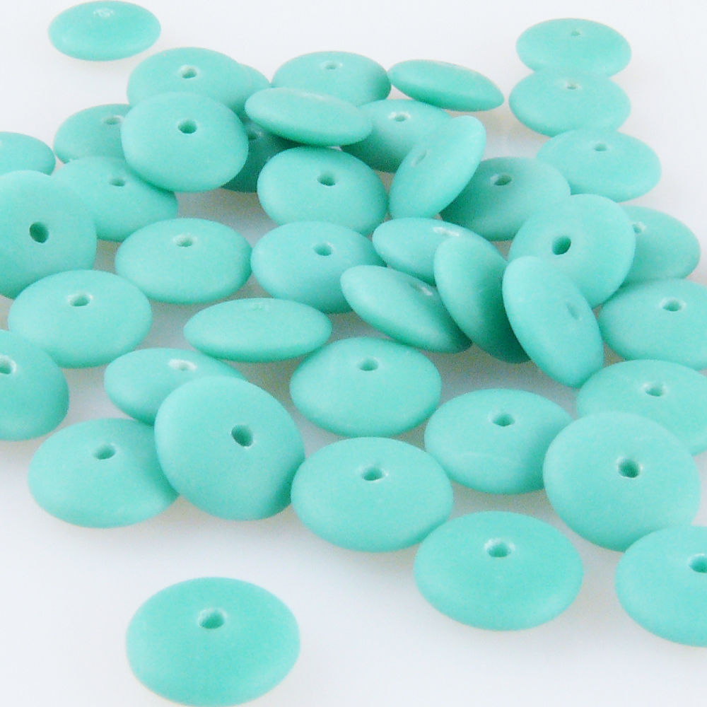 50 Glasperlen Rondelle 2,5x7mm Perlen türkis matt Spacer Beads Bastelperlen-1085