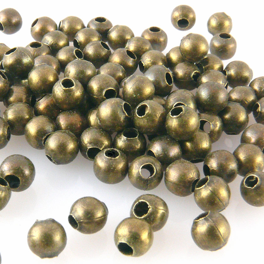 100 Metallperlen Kugeln 4mm rund bronzefarben Metallkugeln Perlen zum Basteln