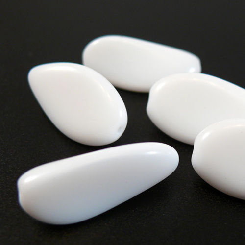 5 edle große Perlen weiß 24mm Glasperlen zum Basteln -653