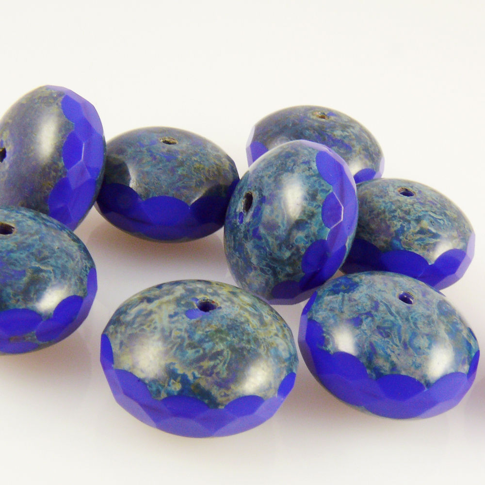 1x edle Glasschliffperle Rondelle 11x17mm violettblau Perlen zum Basteln Glasbeads
