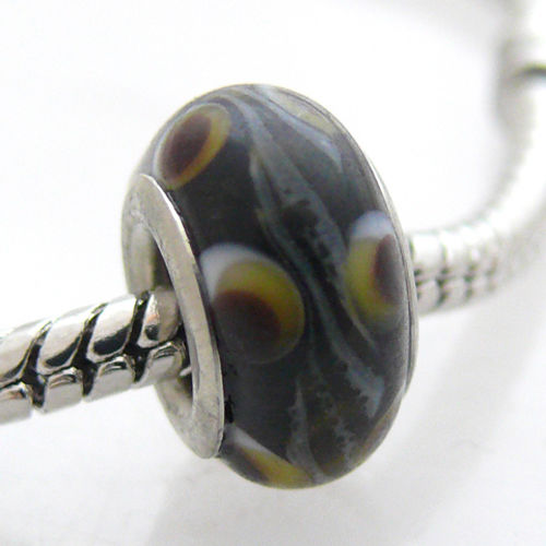 Großlochperlen Bead schwarz 13mm Glasperle Schmuckperle Sammelperlen -541