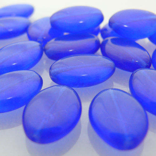 25 Glasperlen Ovale 16mm blau basteln mit Perlen -244