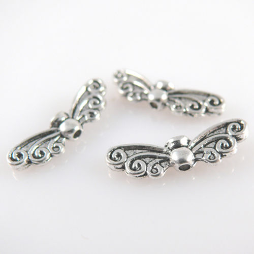 Metallperlen 3x Flügel Engelsflügel Schutzengel 22x6mm silber antik zum Basteln