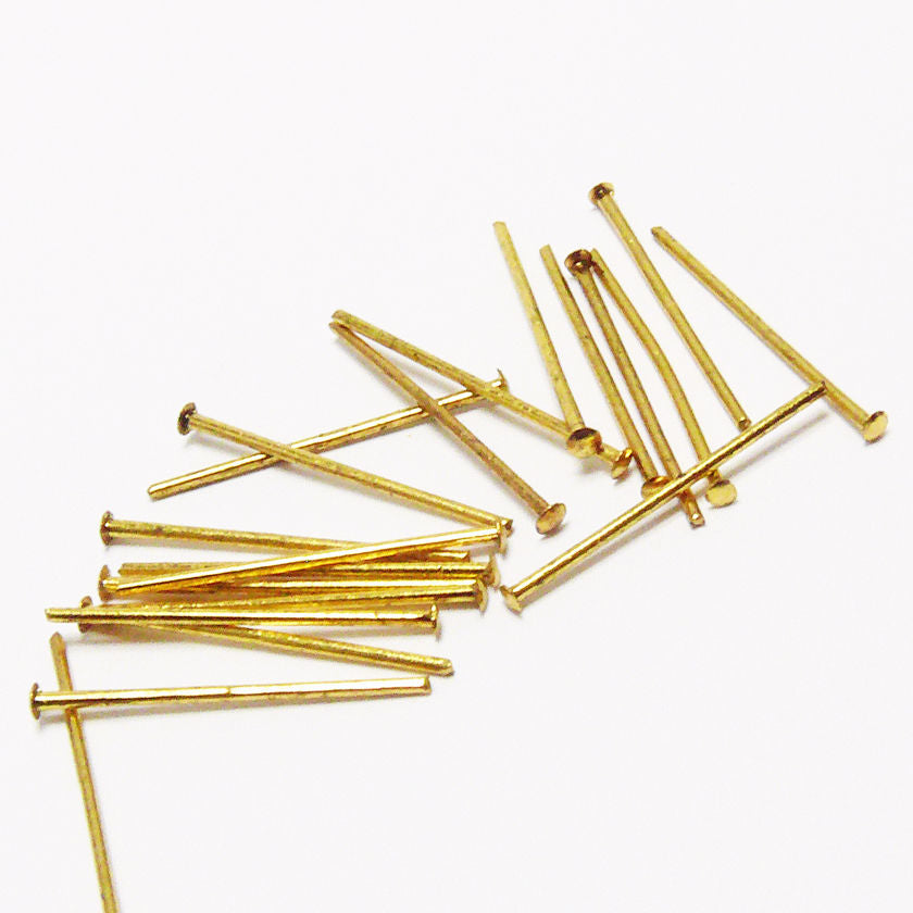 20 Kopfstifte Nietstifte vergoldet 20mm Headpins 2cm Stifte -5001