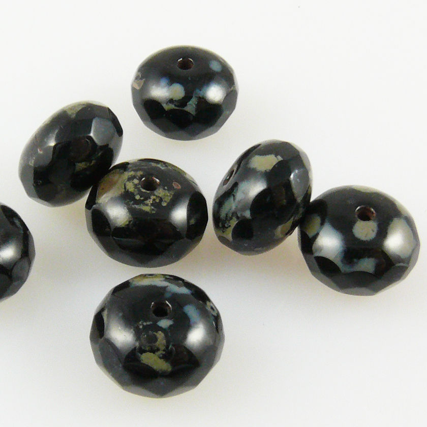 7x edle Glasschliffperlen facettierte Perlen Rondelle 7x10mm schwarz Glasperlen