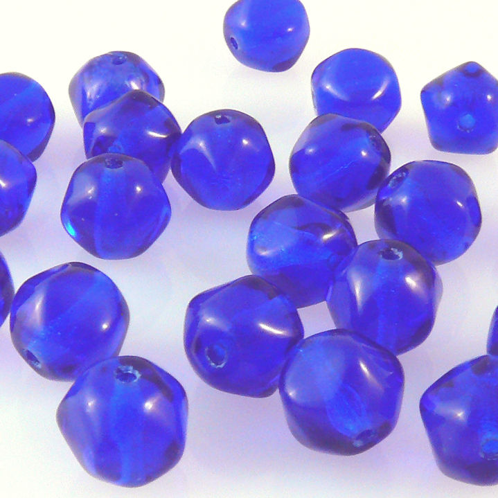 25 edle Perlen kobaltblau 7mm Glasperlen blau zum Basteln Schmuckperlen -253