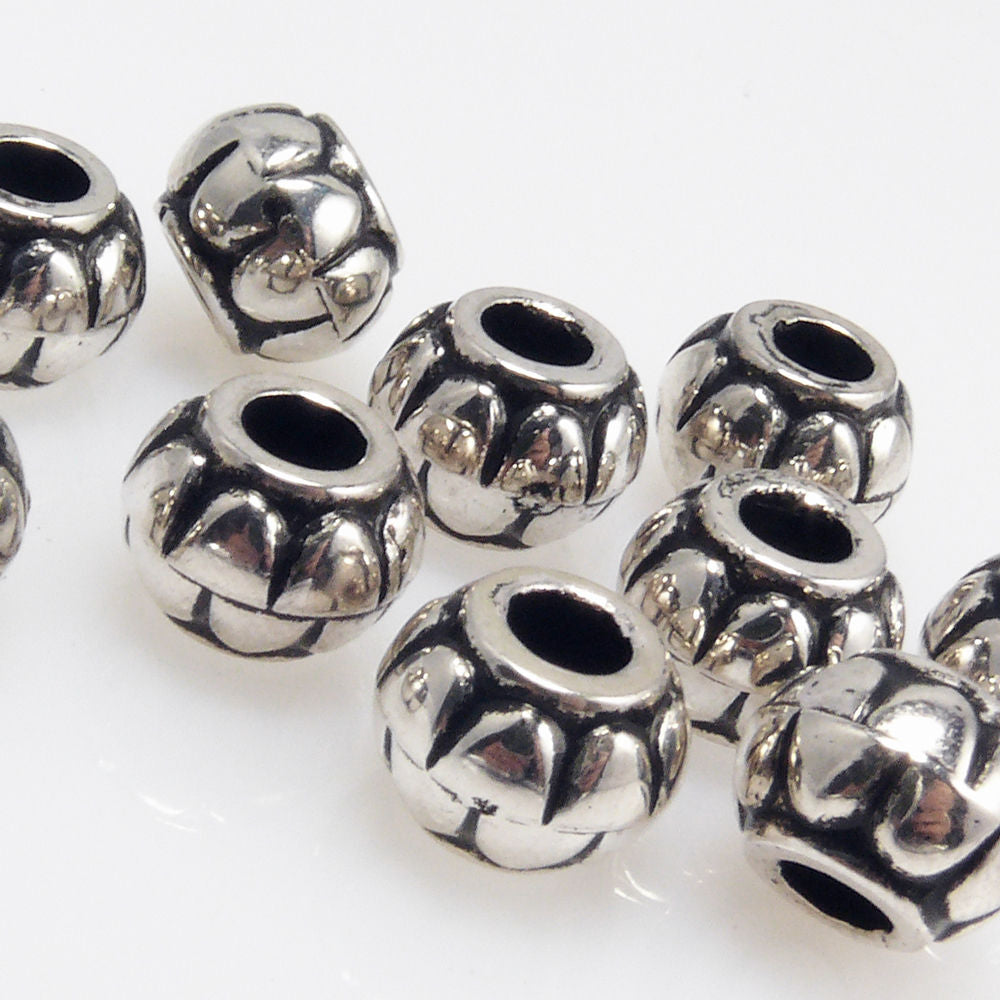10x Perlen Kunststoffperlen 9x11mm Spacer Acrylperlen silber Beads Bastelperlen