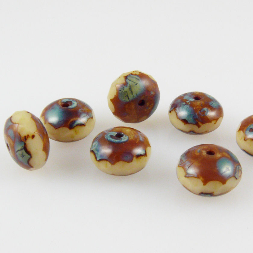 7x edle Glasschliffperlen facettierte Perlen Rondelle 7x10mm braun Glasperlen