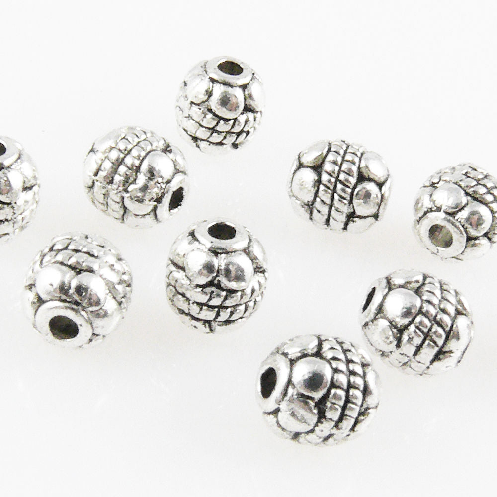 10x Metallperlen Metall Perlen 6mm Kugeln silberfarben Beads runde Metallkugeln