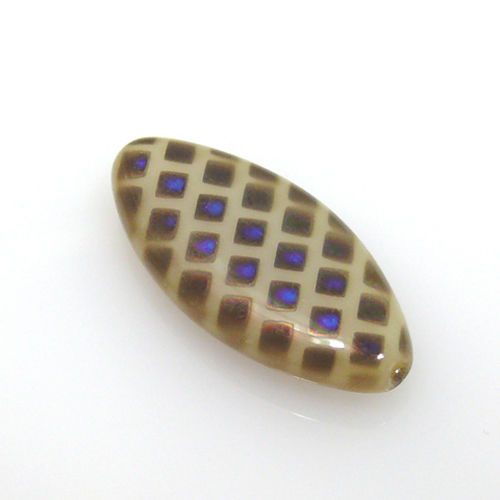 edle Glasperle Olive beige 26mm ovale Perlen zum Schmuck Basteln