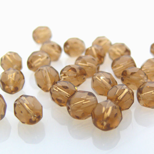 25 Perlen hellbraun Facetten Glasschliffperlen 6mm -842