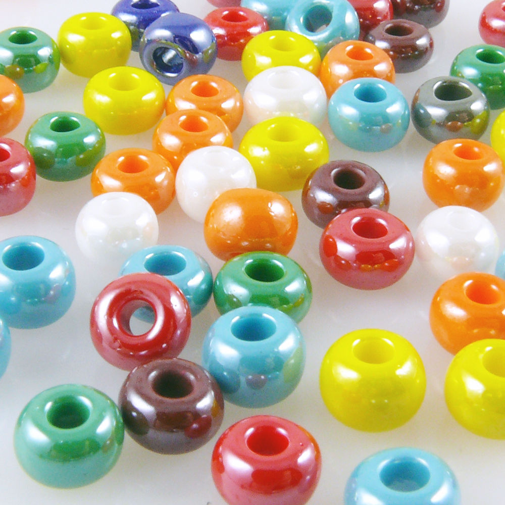70x große Rocailles 2/0 Perlen Glasperlen Farben-Mix 7mm Beads bunt -166