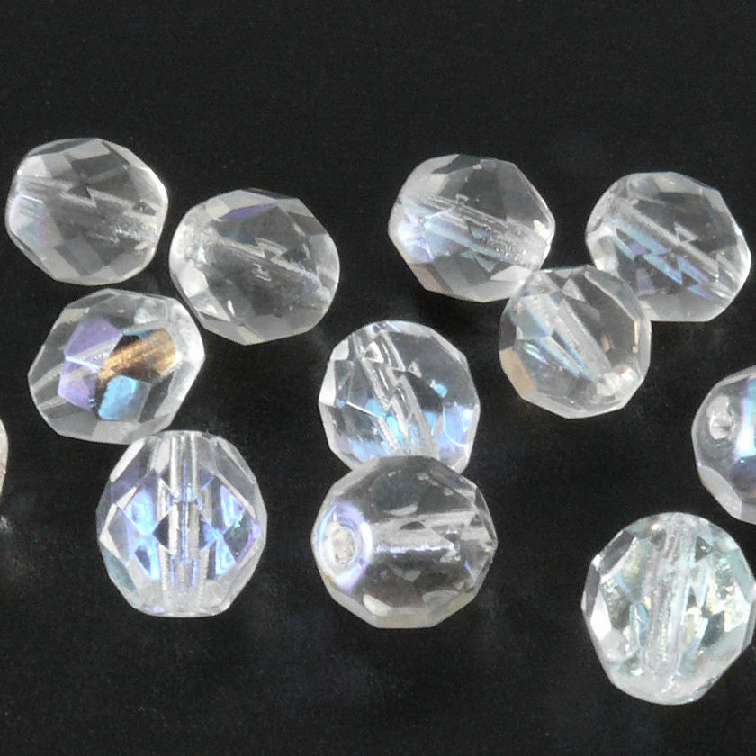 12x Glasschliffperlen 8mm Facettenperlen kristall AB Kugel Beads zum Basteln-866