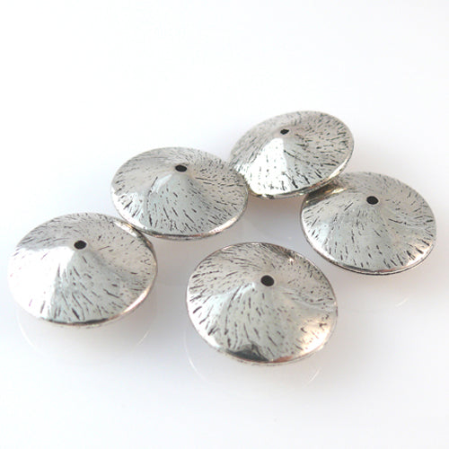 5 Kunststoffperlen Diskus 21mm Acrylperlen Spacer Perlen silber Bastelperlen neu