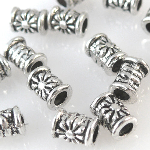 15 Metallperlen Perlen 6mm Spacer Walzen Großlochperlen altsilber -1286