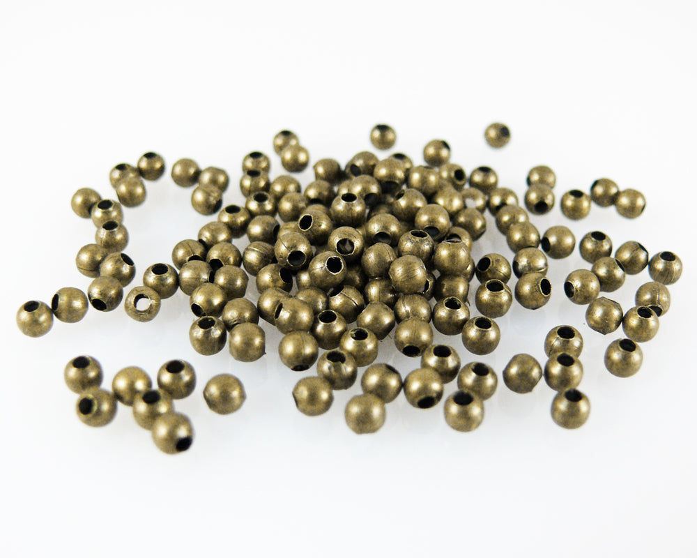 150 Metallperlen Kugeln 3mm rund bronzefarben Metallkugeln zum Schmuck Basteln