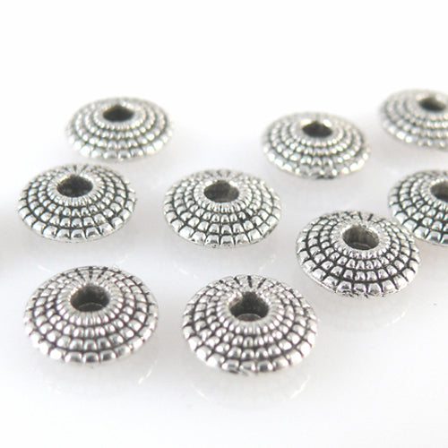 10 Metallperlen Metall Diskus 8mm silberfarben Spacer Perlen Scheiben Rondelle