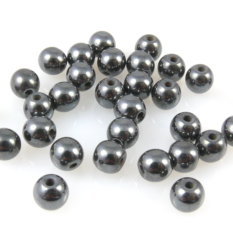 30 Hämatit Perlen Kugeln 6mm Bastelperlen metallgrau Schmuckkugeln grau -139