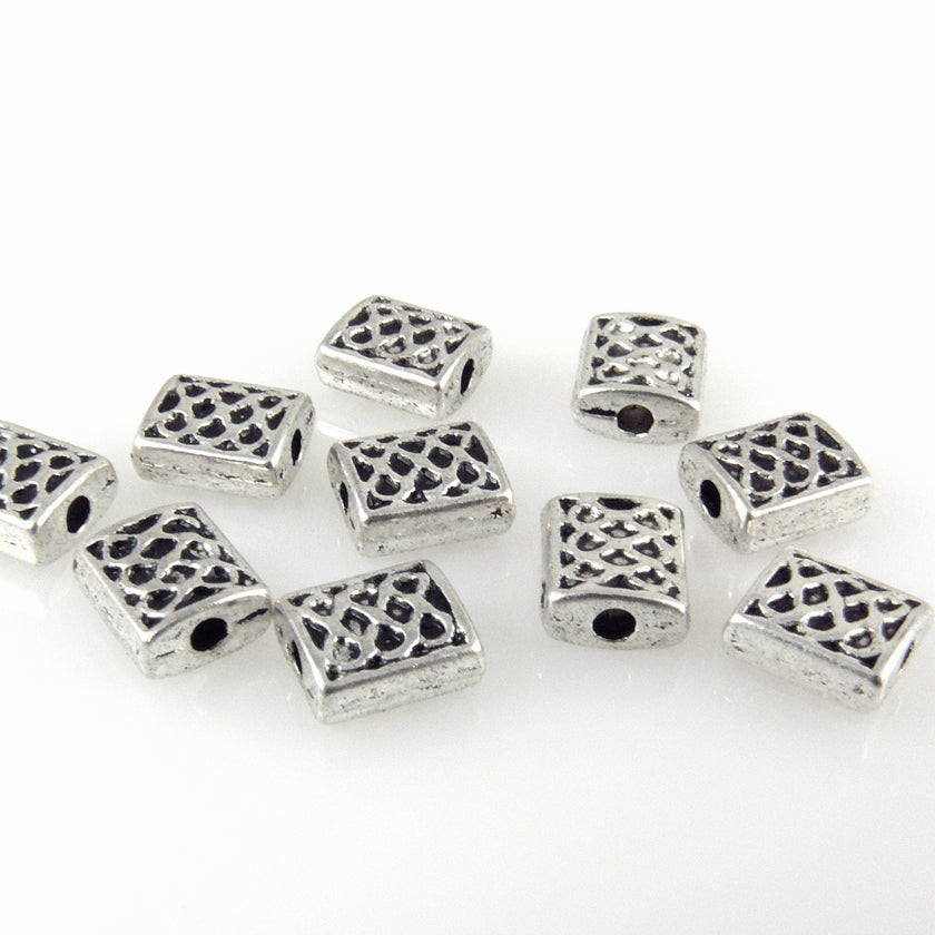 10x Metallperlen Rechtecke 7mm Metall Spacer Perlen altsilber Bastelperlen -1438