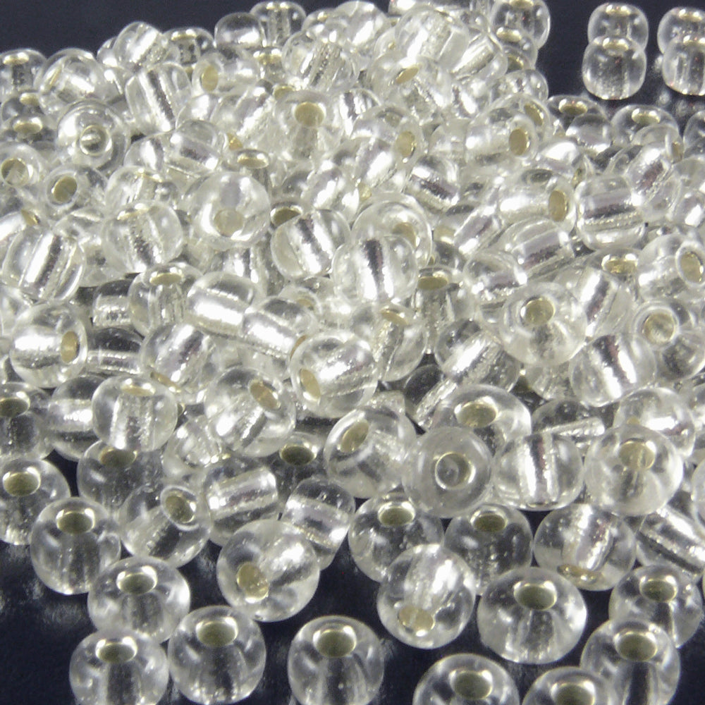 Rocailles Glasperlen kristall mit Silbereinzug 3-4mm 270x Perlen Rocaillesperlen 1470