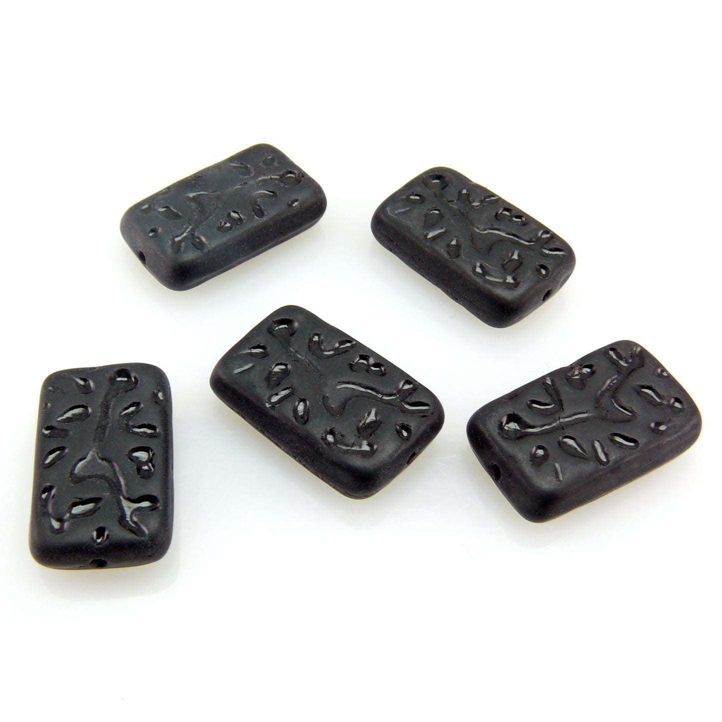 5 schwarze Glasperlen 19mm Rechteck große Perlen schwarz Bastelsteine -1690