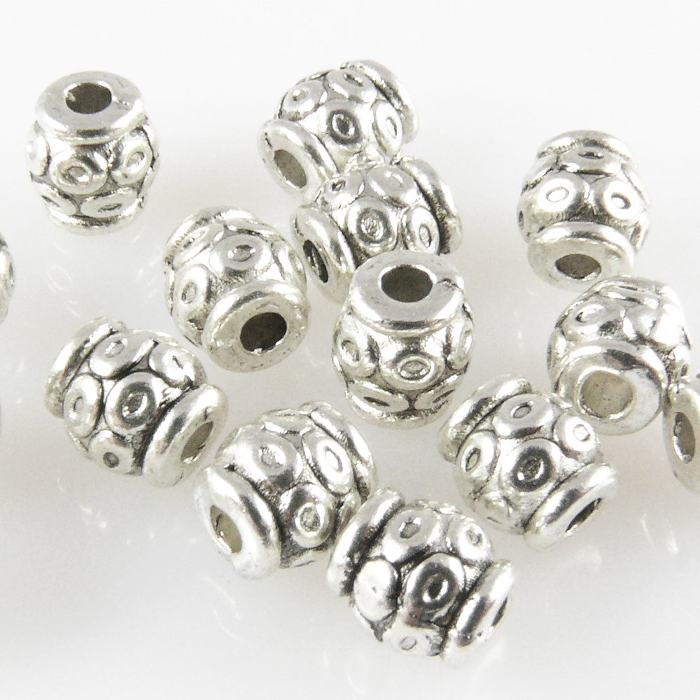 15 Metallperlen Spacer Walzen 6x5,5mm Metall Perlen altsilber Bastelperlen