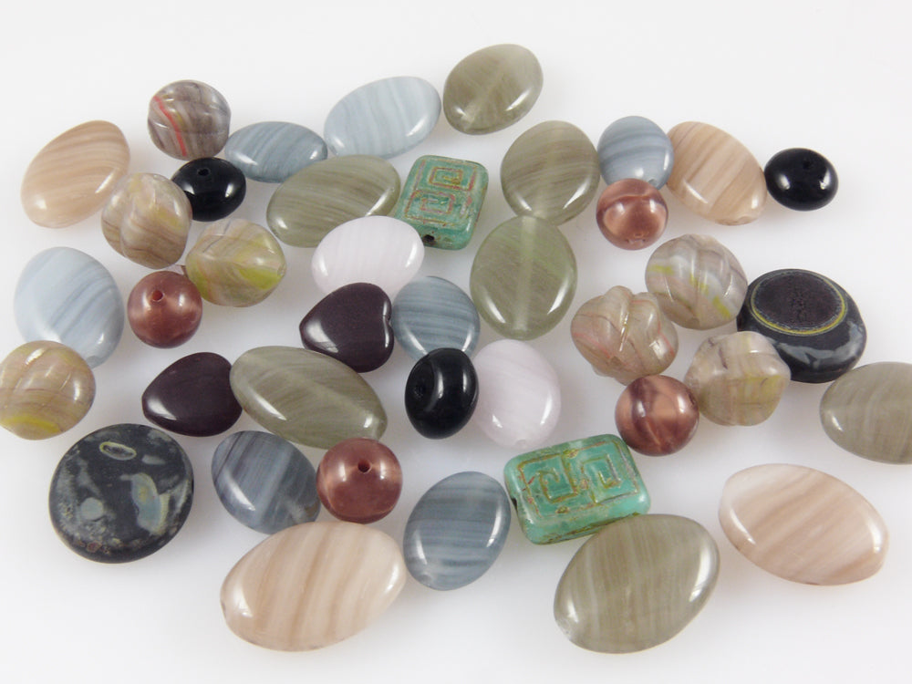 Perlen Mix Glasperlen Mischung bunt 5-16mm 40St. Glas Beads Perlenmix