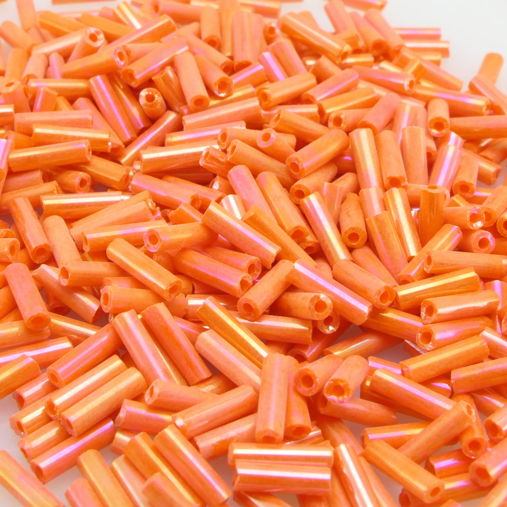 Rocailles Stifte 6-7mm 500x Röhrchen orange opak Glasperlen Tube Perlen -1857