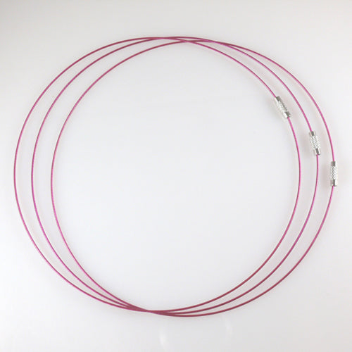 Halsreif aus Edelstahl mit Schraubverschluß 46cm pink Collier Halsreifen NEU