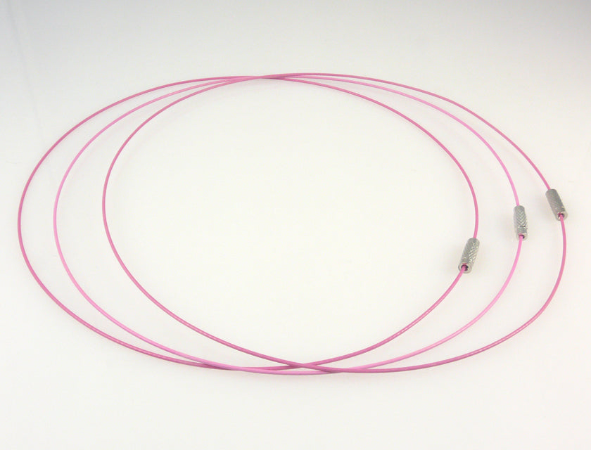 Halsreif aus Edelstahl mit Schraubverschluß 46cm Halsreifen rosa -2038