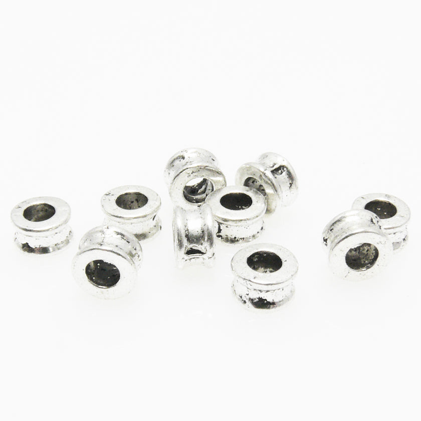 Metallperlen 4mm Großlochperlen altsilber 10 St