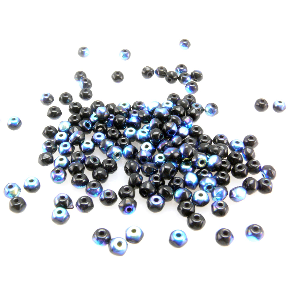 Böhmische Glasperlen Kugeln Ø 3mm 150 St. Perlen schwarz AB