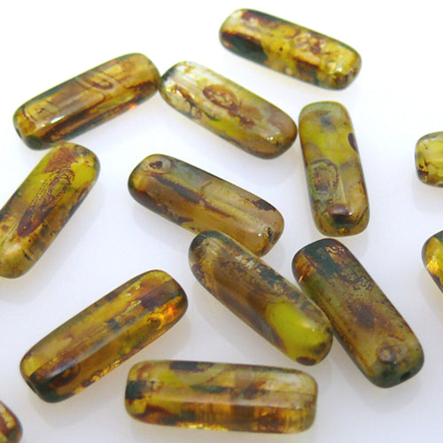 15 Glasperlen Stäbe Stäbchen Glas Perlen braun 15mm Perlen mit Loch Stiftperlen