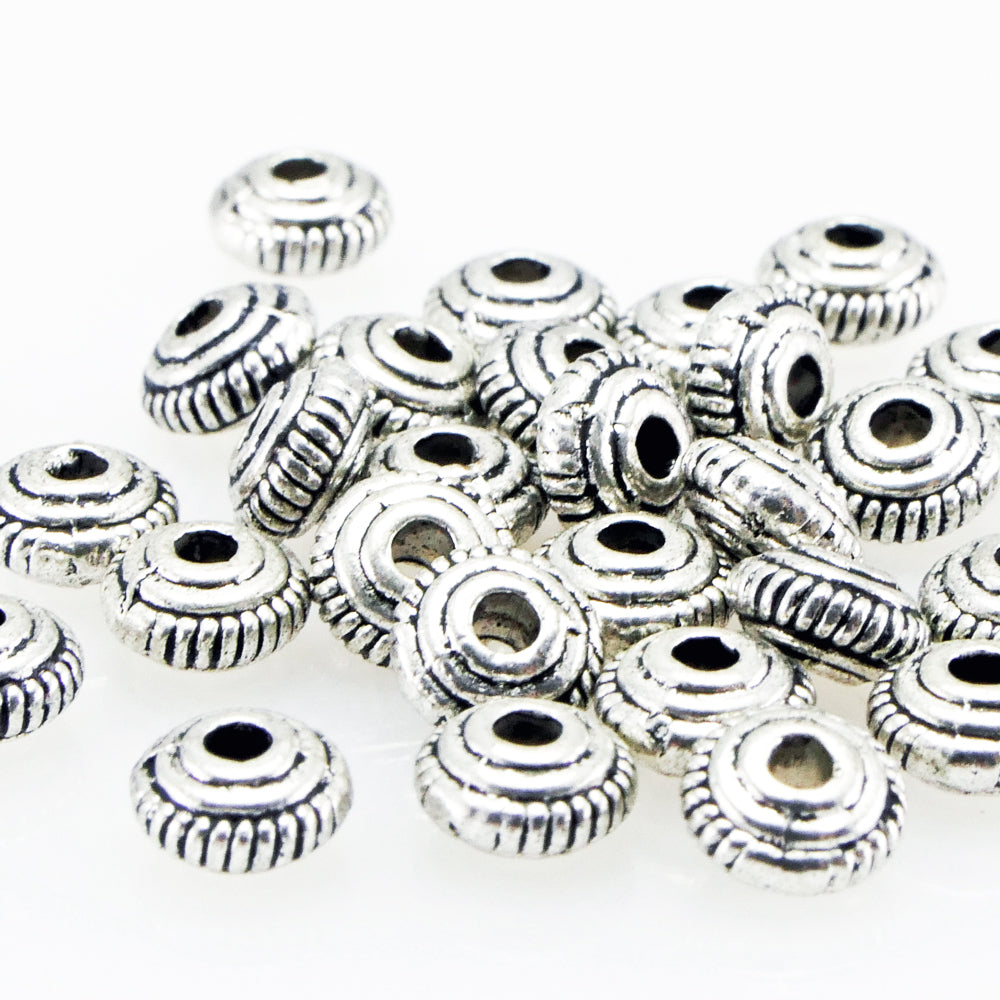 30x Metallperlen 2,6mm Rondelle silber antik Perlen Spacer Linsen Zwischenperlen