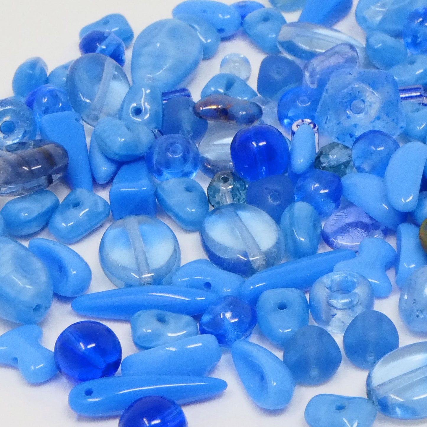 Glasperlen Mix blau 120 Perlen Perlenmischung 4-11mm Beads zum Schmuck Basteln