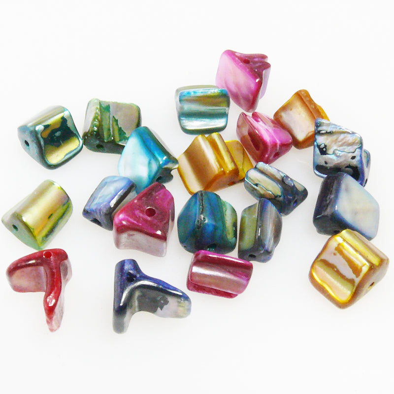 20 farbige Perlmutt Perlen Mix Muschelperlen 7x8mm bunt Bastelmischung -434