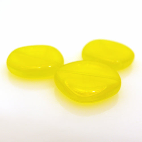 3 große Glasperlen 21mm Scheibe gelb mit Maserung Perlen zum Ketten Basteln -439
