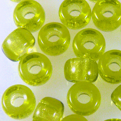 40 Rocailles Glasperlen 6mm olivgrün mit Silberfolie Rocaillesperlen -465