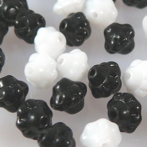 60 Glasperlen Spacer Rondelle schwarz weiß Perlen Mix Spacerperlen 6mm Perlenmix