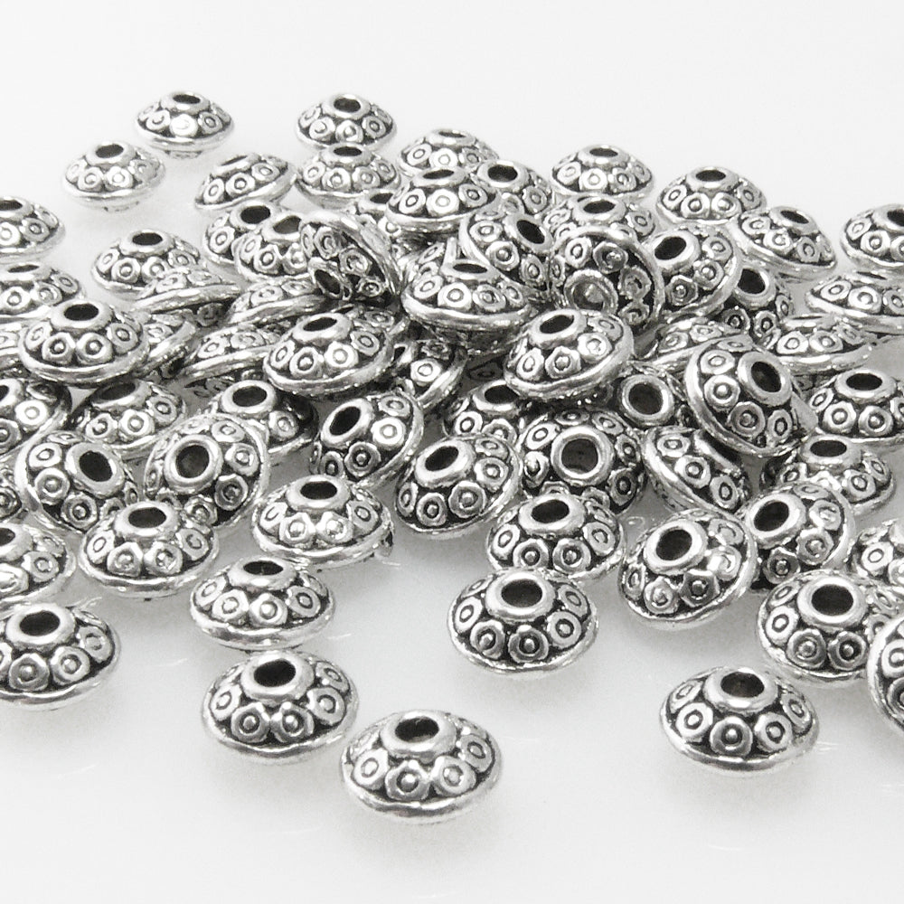 100x Metallperlen 4x7mm Spacer altsilber Metall Perlen Rondelle zum Basteln-7003