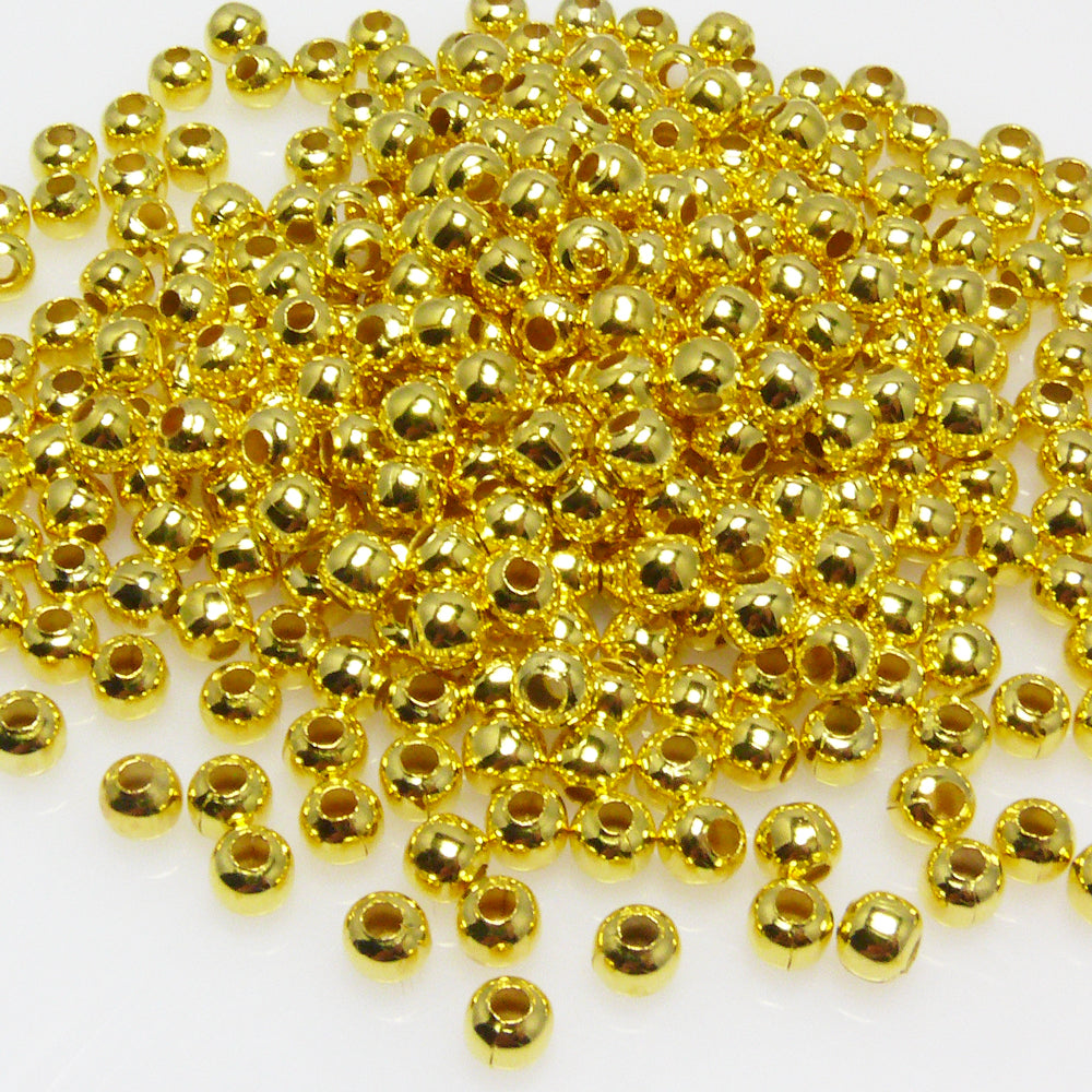 300x Metallperlen Kugeln 5mm rund goldfarben Metall Perlen Bastelperlen-7008