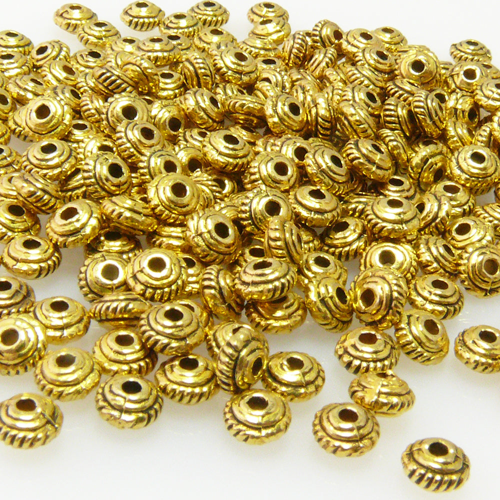 Großpackung 250x Metallperlen 3x5mm Linsen goldfarben Metall Spacer gold -7012