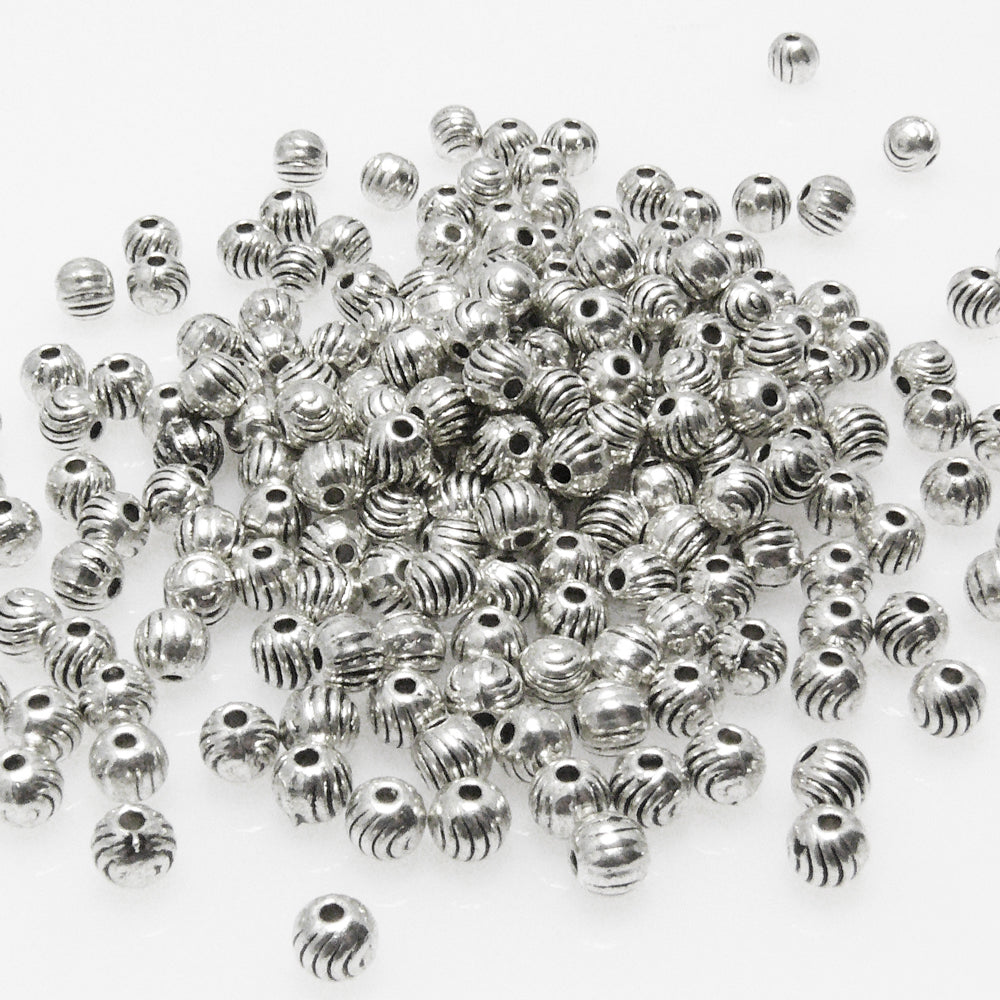 Großpackung 200x Metallperlen 4mm Kugeln altsilber Metall Perlen Metallkugeln
