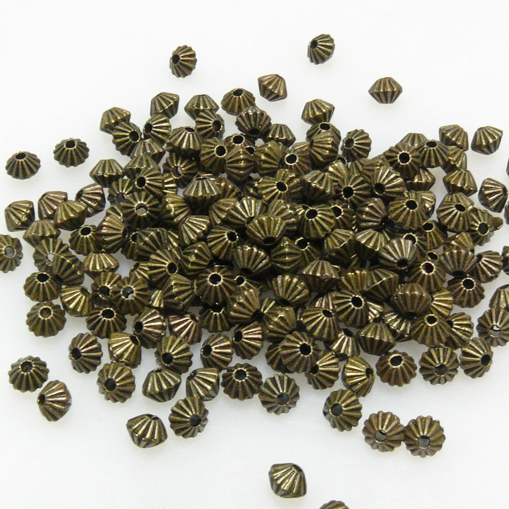 200x Metallperlen Rhomben 4mm bronzefarben Metall Perlen Bicone zum Basteln -7031
