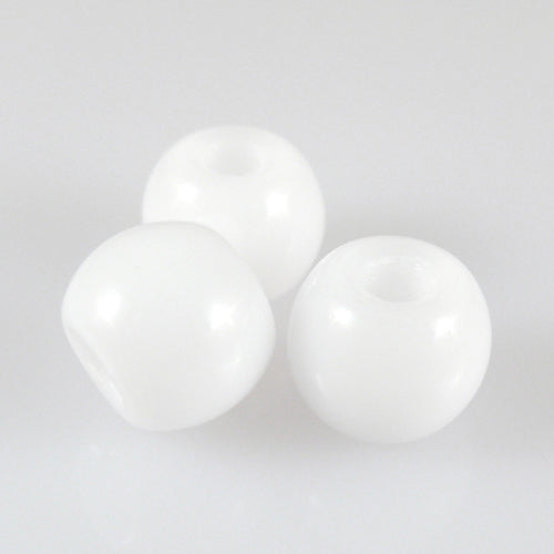 3 Glas Perlen Großlochperlen 9,5mm weiß Beads mit großem Loch -746