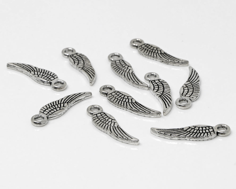 Metallanhänger 10x Flügel Altsilber Engelsflügel 19mm Bastelanhänger Charm